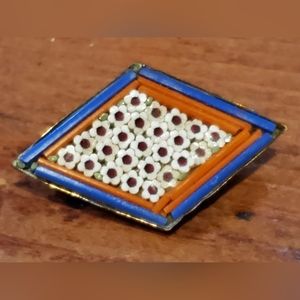 Micro Mosaic Daisies Pin Brooch Italy